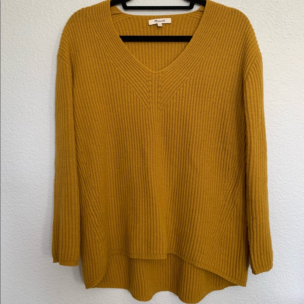 Madewell Yellow V-Neck Pullover Sweater